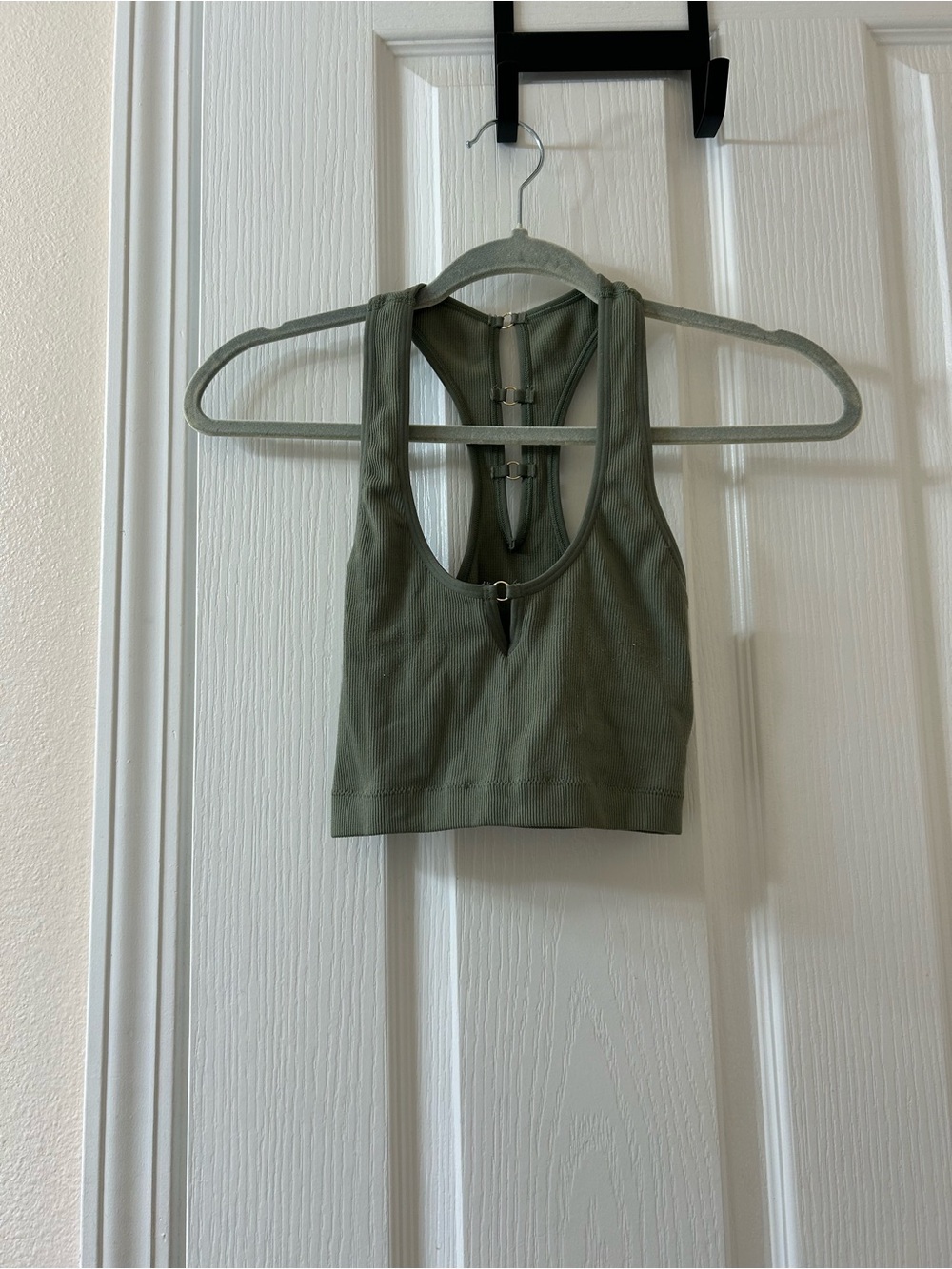aerie Olive Green Ribbed Racerback Crop Bodysuit